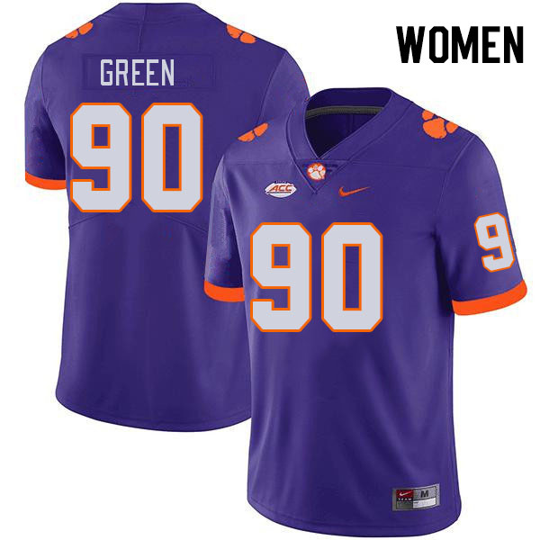 Women #90 Stephiylan Green Clemson Tigers College Football Jerseys Stitched-Purple